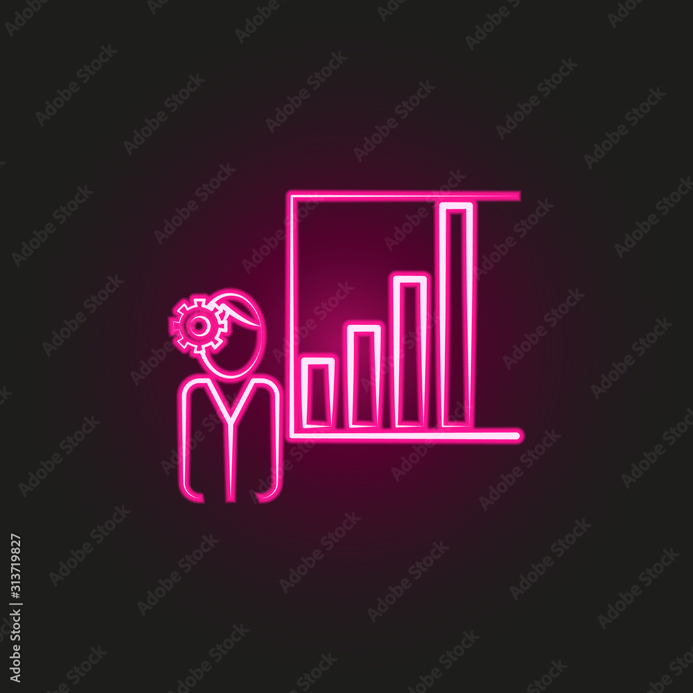 Poster presentation business plan chart neon style icon. simple thin line, outline vector of business and m