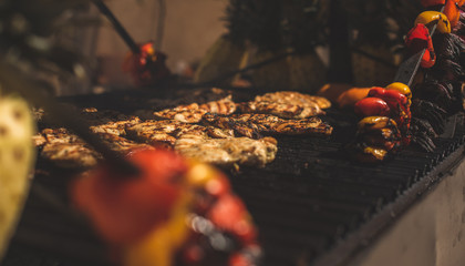 Los Cabos, Baja California, Mexico - Oct 2019 Barbecue is a cooking method, techniques include smoking, roasting or baking, braising and grilling