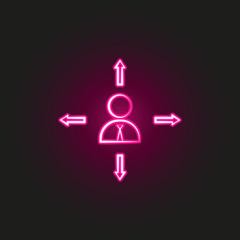 businessman, arrow hand drawn neon style icon. Simple thin line, outline vector of business icons for ui and ux, website or mobile application