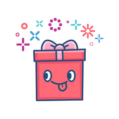 kawaii valentine gift box illustration