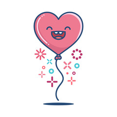 kawaii valentine heart balloon illustration