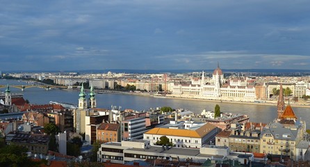 Budapest Hungary A view of the Parliament Building on the Danube from fisherman's bastion