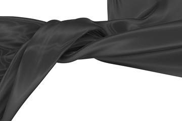 Naklejka premium Abstract background of black wavy silk or satin. 3d rendering image.