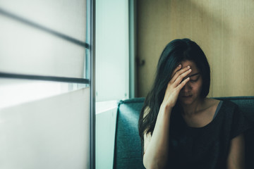 panic attacks alone young woman sad fear stressful depressed emotion.crying begging help.stop...