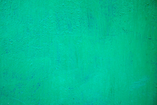 The Texture Of The Iron Wall, Covered With Green Oil Paint With Traces Of Existence.