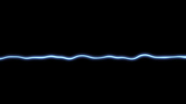 Animation of light blue line effect with sound waves oscillating on black background