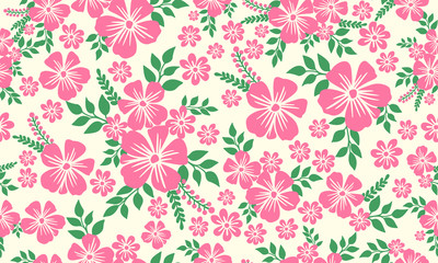 Beautiful pink flower pattern background for valentine, with unique leaf and floral design.