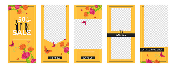 Spring Flower Social Media Story Status Business Marketing Template Set