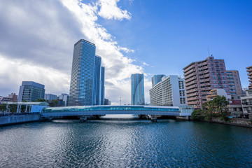 東京　晴海、勝どき、月島　運河のある風景