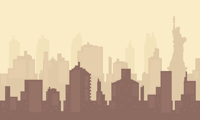 Silhouette of the City Skyscraper in Liberty