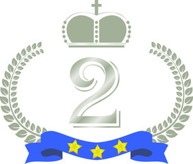 Wide Round frame of Sliver laurel and crown and Ribbon