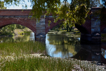 Fototapeta na wymiar Historical bridge made of bricks in Campbelltown, Tasmania, Australia