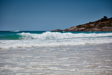 Falmouth beach as seen both ways.