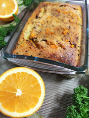 Background with amazing orange cake