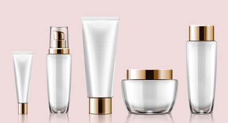 White cosmetic container mockup set