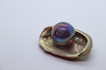 Opalized Amethyst Sphere in Abalone Shell