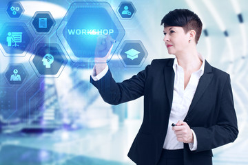 Business, Technology, Internet and network concept. Webinar e-learning. Training concept.