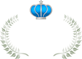 Obraz premium Wide Round frame of Silver laurel and Crown