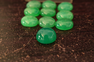  Green jade Selected and rare and expensive on the wood floor