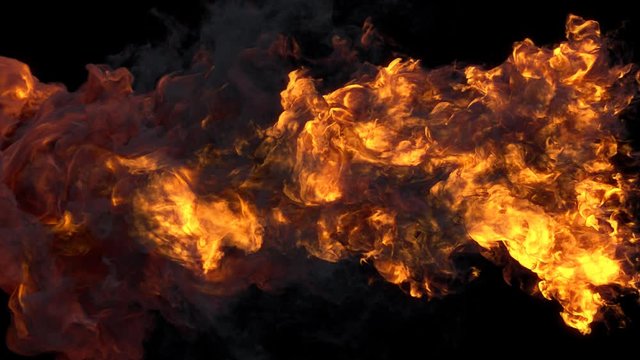 Big fire explosion. Flame with smoke reveal. Rendered with alpha channel. Easy to use, just place the clip over your footage. Ideal for visual effects and motion graphic.