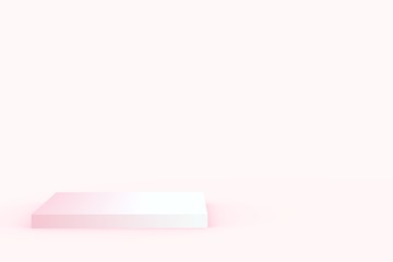 3d white pink cubes gradient colors in soft pastel minimal studio background. Abstract 3d geometric shape object illustration render. Display for summer holiday product.