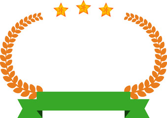 Wide Round frame of Copper three star laurel and Ribbon