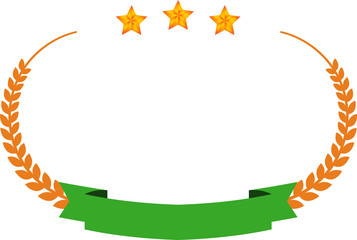 Obraz premium Wide Round frame of Copper three star laurel and Ribbon