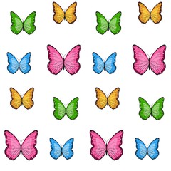 The vector seamless pattern. Cute colourful butterfly pattern. Vector for wallpaper, child apron, fabric, textile pattern. Endless print. Background illustration vector.