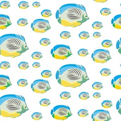 The vector seamless pattern. Cute fish pattern. Vector for wallpaper, child apron, fabric, textile pattern. Endless print. Background illustration vector.