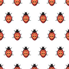 The vector seamless pattern. Cute ladybug pattern. Vector for wallpaper, child apron, fabric, textile pattern. Endless print. Background illustration vector.