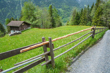 Idyllic landscape of country road in Swiss