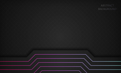 Dark abstract background with gradient geometric line element decoration. Modern overlap layer background. Vector illustration.