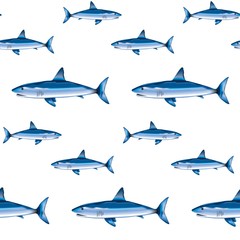 The vector seamless pattern. Cute shark pattern. Vector for wallpaper, child apron, fabric, textile pattern. Endless print. Background illustration vector.