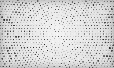 Abstract white and gray background with radial silver halftone dots decoration. Vector illustration.