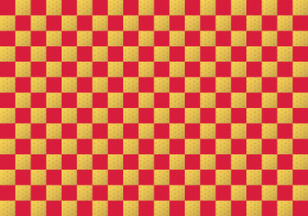 背景：市松模様 和柄 祝い 式 華やか 素材 テクスチャー イベント 麻の葉 金 赤