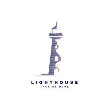 Lighthouse logo design vector template.Beacon symbol illustration