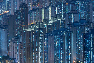 Fototapeta na wymiar Aerial view of high rise residential building in Hong Kong city at night