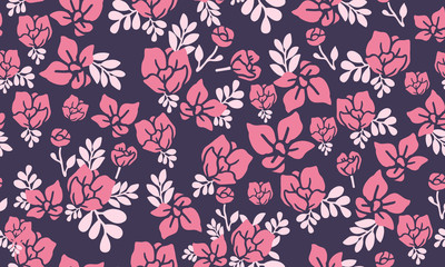 Pink flower pattern background for valentine, with leaf flower decor.