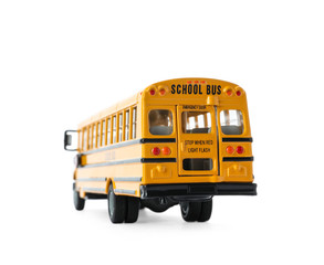 Fototapeta na wymiar Yellow school bus isolated on white. Transport for students