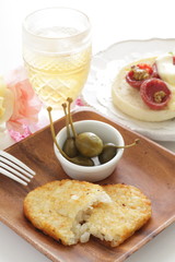 Hashed brown and caper berry pickles for breakfast image