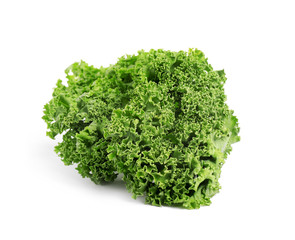 Fresh green kale leaf isolated on white