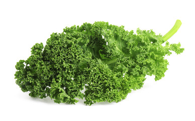Fresh green kale leaf isolated on white
