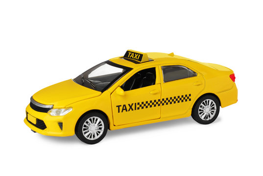 Yellow Taxi Car Model Isolated On White