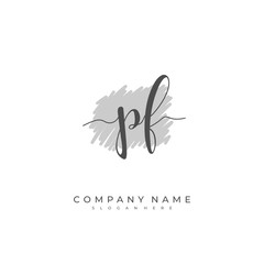 Handwritten initial letter P F PF for identity and logo. Vector logo template with handwriting and signature style.