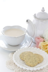 Tea leaves cookie and tea for snack food