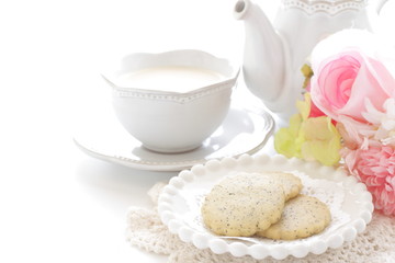 Tea leaves cookie and tea for snack food
