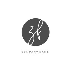Handwritten initial letter Z F ZF for identity and logo. Vector logo template with handwriting and signature style.