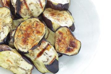 Grilled eggplant on dish for asian food image