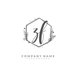 Handwritten initial letter Z F ZF for identity and logo. Vector logo template with handwriting and signature style.