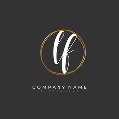 Obraz premium Handwritten initial letter L F LF for identity and logo. Vector logo template with handwriting and signature style.
